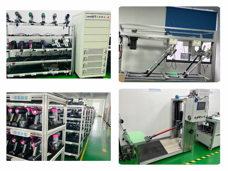 Quality control inspector testing vacuum cleaner performance in Houseclean lab